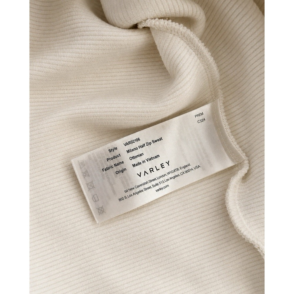 Varley Milano Half Zip Sweat Ivory Ottoman Rib Knit Pullover Women's L - Picture 10 of 11